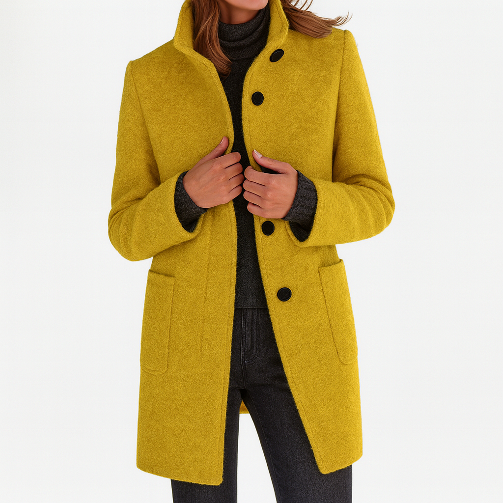 Women's Structured Trench Coat for Work in Yellow