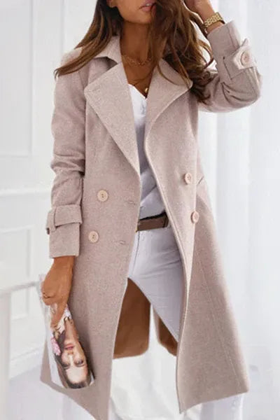 Women's Structured Wool Winter Coat in Beige