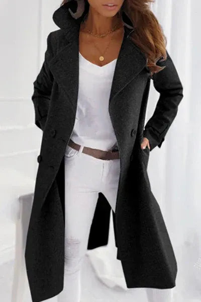 Women's Structured Wool Winter Coat in Black