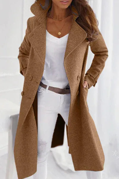 Women's Structured Wool Winter Coat in Brown