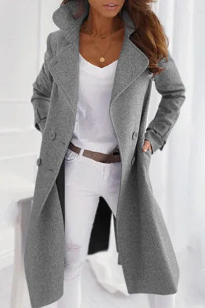 Women's Structured Wool Winter Coat in Grey
