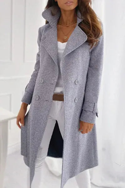 Women's Structured Wool Winter Coat in Light Grey
