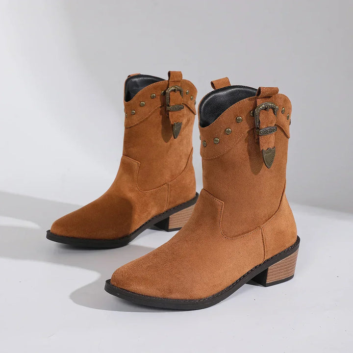 Women's Suede Rider Bootie for Fall Outfits in Brown