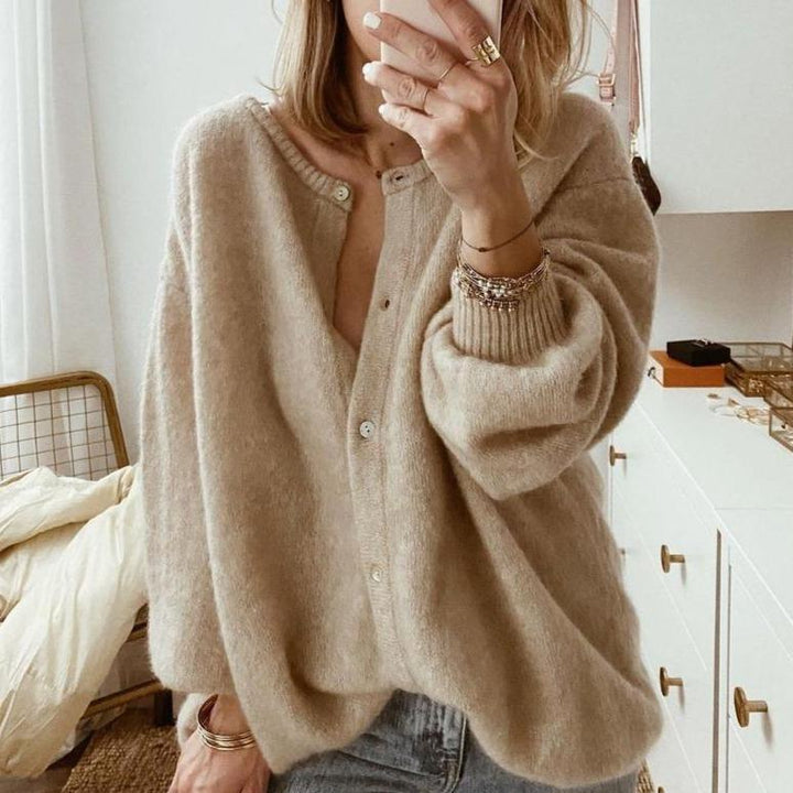 Women's Sweater Cardigan, Cozy Knit for Fall in Brown