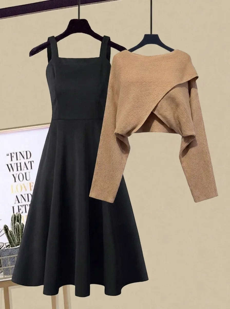 Women's Sweater Dress for Fall Weddings in Brown