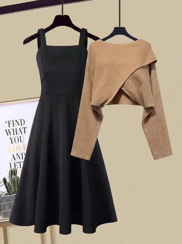 Women's Sweater Dress for Fall Weddings in Brown