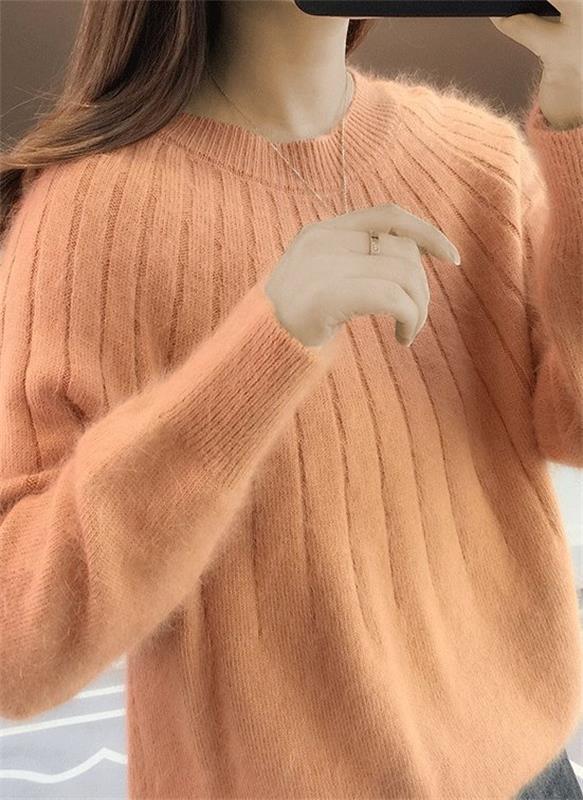 Women's Sweater with Soft Cashmere for Fall in Orange