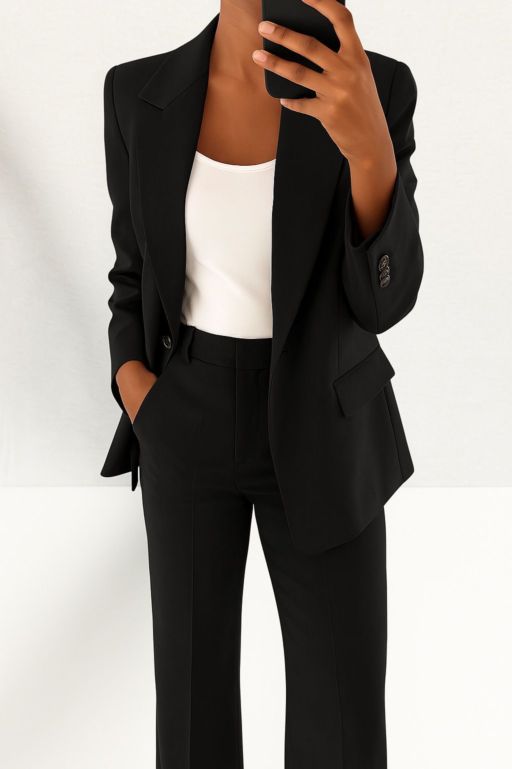 Women's Tailored Blazer and Trouser Set in Black