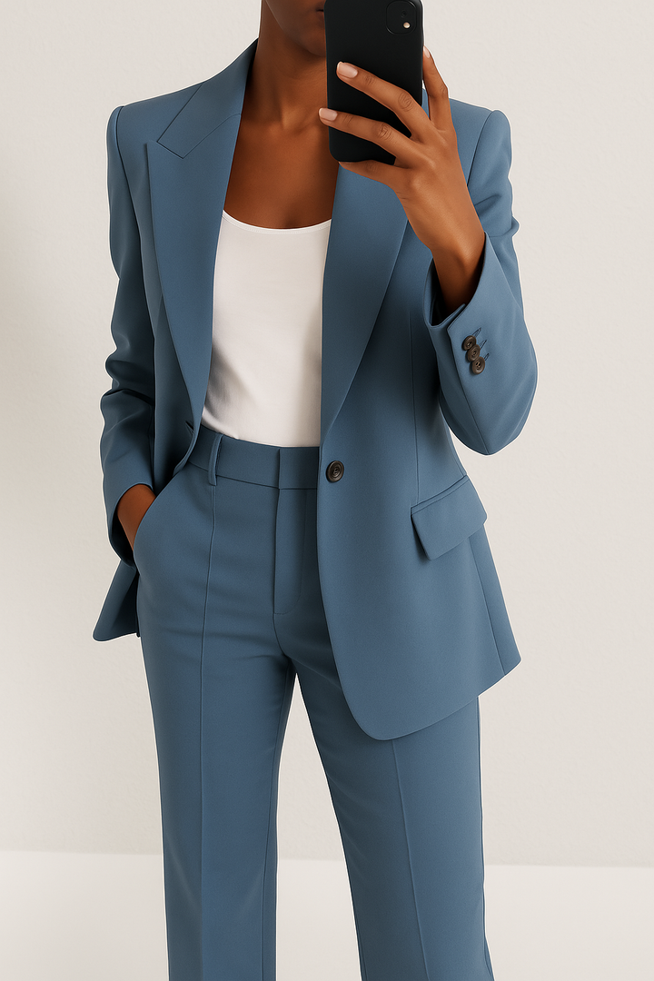 Women's Tailored Blazer and Trouser Set in Blue