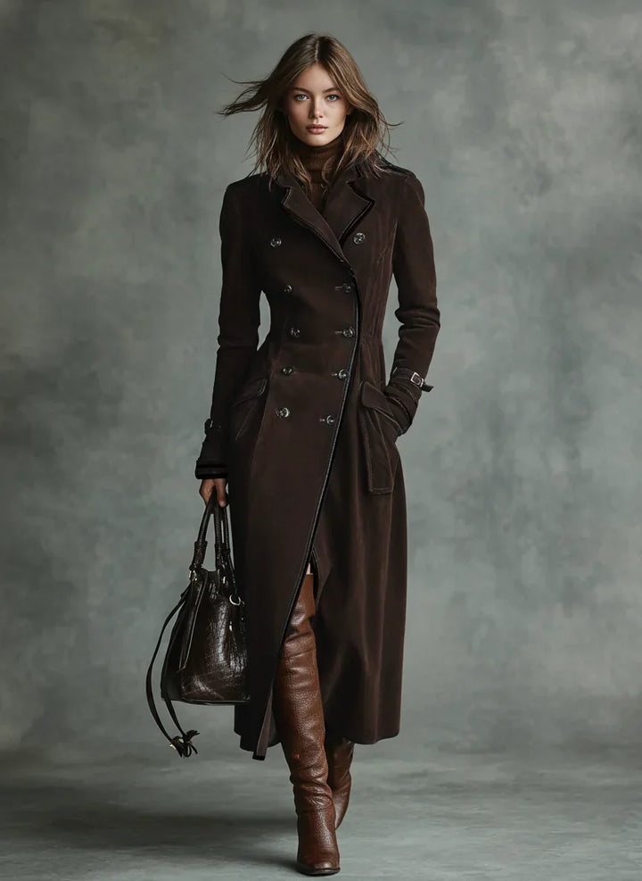 Women's Tailored Longline Fall Coat in Coffee