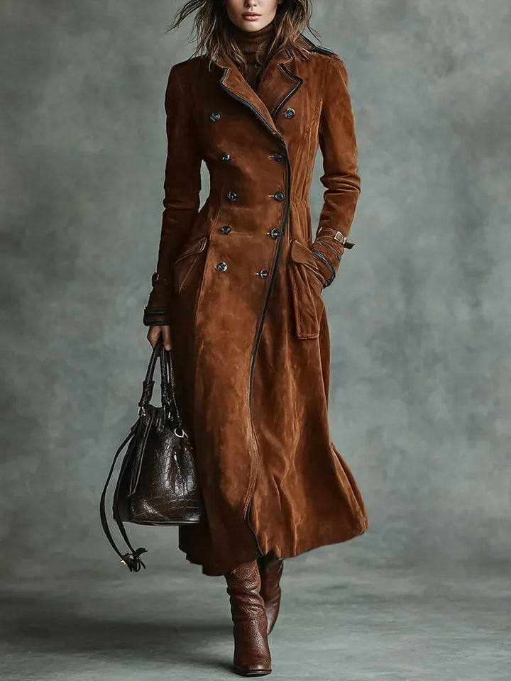 Women's Tailored Longline Fall Coat in Dark Brown