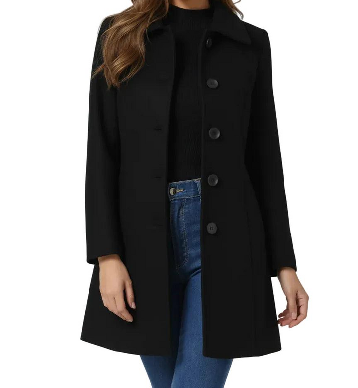 Women's Tailored Midi Jacket for Fall in Black