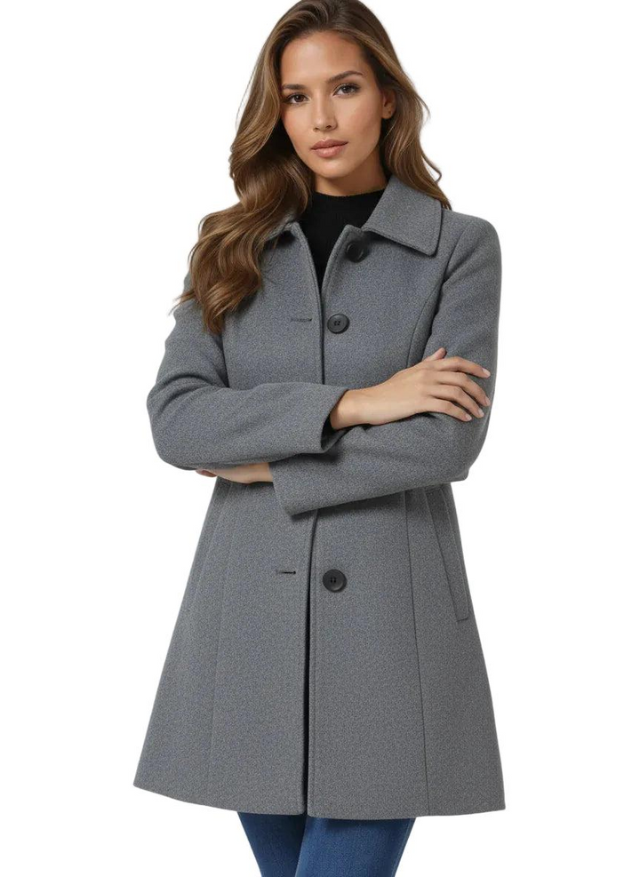 Women's Tailored Midi Jacket for Fall in Light Grey