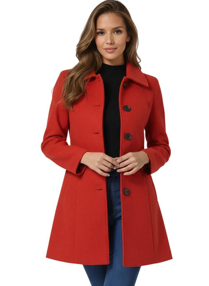 Women's Tailored Midi Jacket for Fall in Red