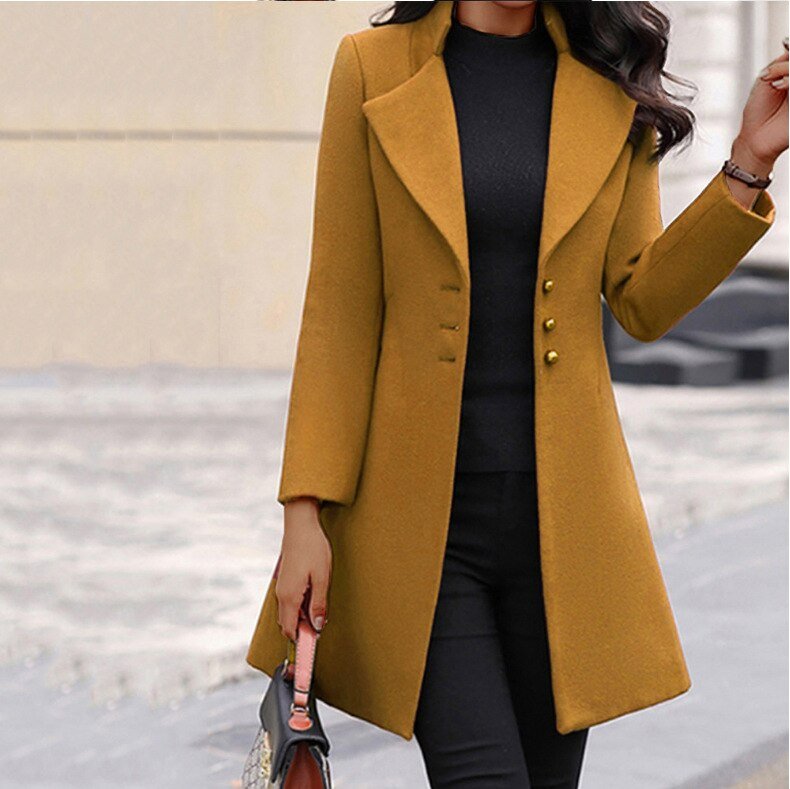 Women's Tailored Polyester Jacket for Elegance in Yellow