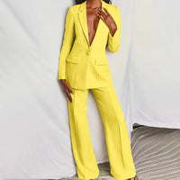 Harper | Women's Tailored Suit Set Longline Blazer Wide-Leg