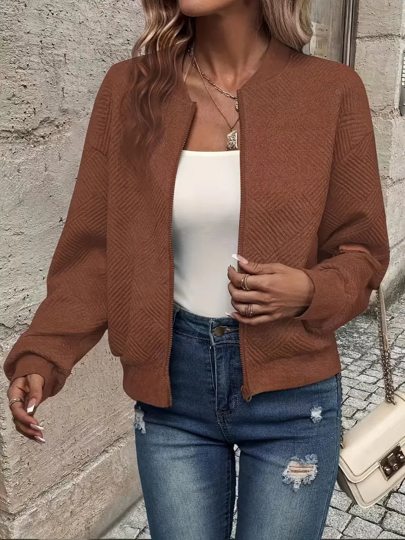 Women's Textured Knit Zip Cardigan (12)
