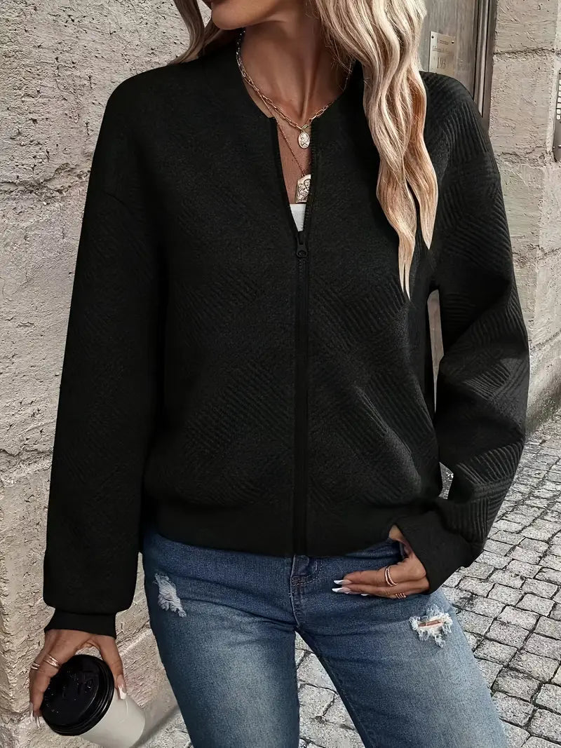 Women's Textured Knit Zip Cardigan (6)