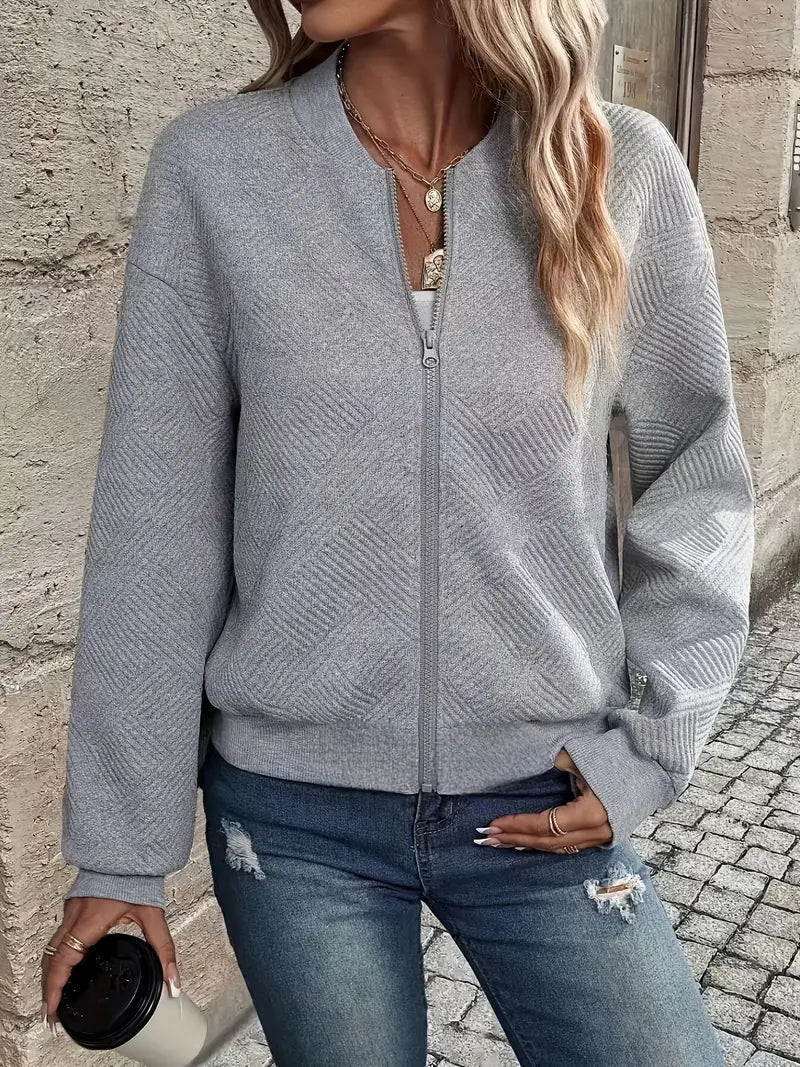 Women's Textured Knit Zip Cardigan (9)
