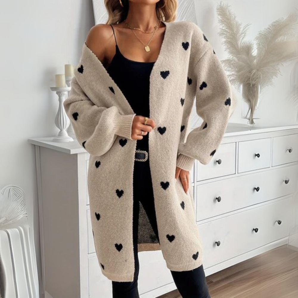 Women's Ugly Christmas Sweater Knit Cardigan in Beige