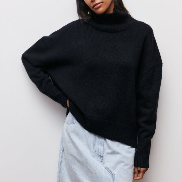 Women's Ugly Christmas Sweater Turtleneck in Black