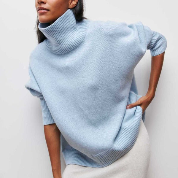 Women's Ugly Christmas Sweater Turtleneck in Blue
