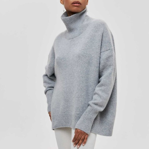 Women's Ugly Christmas Sweater Turtleneck in Grey