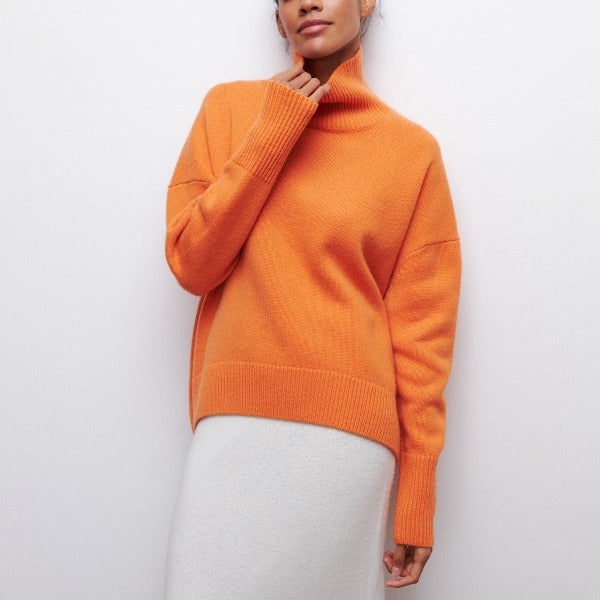 Women's Ugly Christmas Sweater Turtleneck in Orange