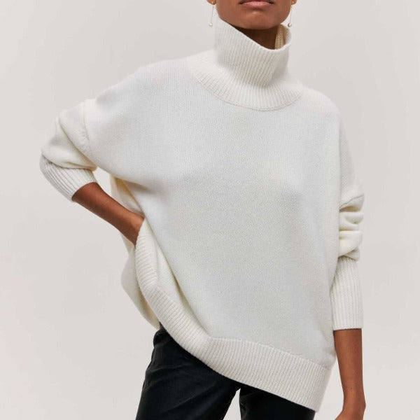 Women's Ugly Christmas Sweater Turtleneck in White
