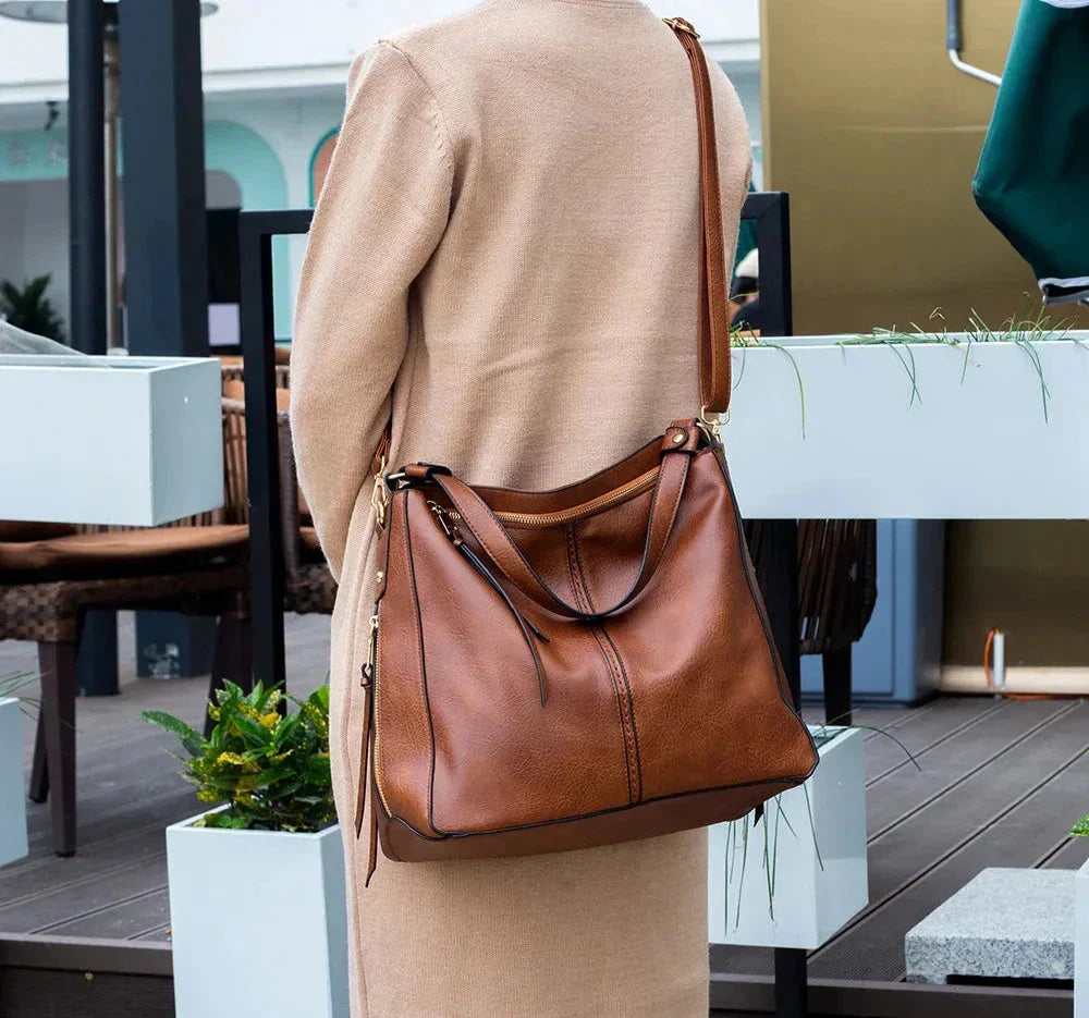 Women's Vegan Leather Tote Bag for Work in Blue 2