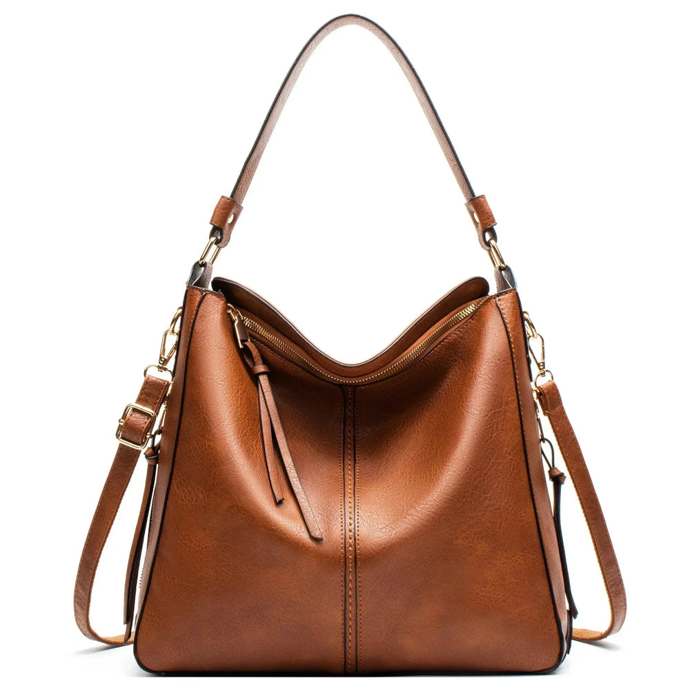 Women's Vegan Leather Tote Bag for Work in Brown 2