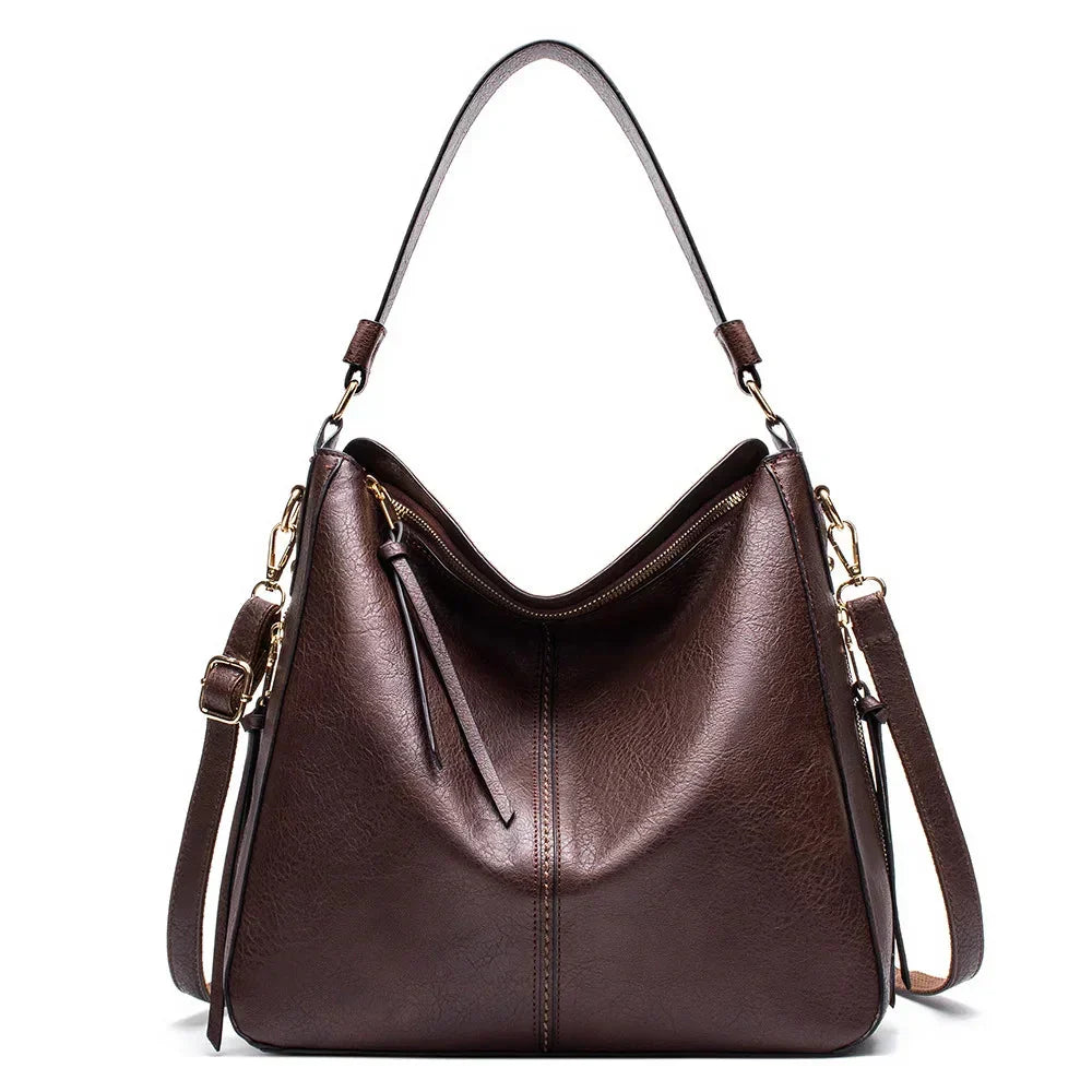 Women's Vegan Leather Tote Bag for Work in Kaffee