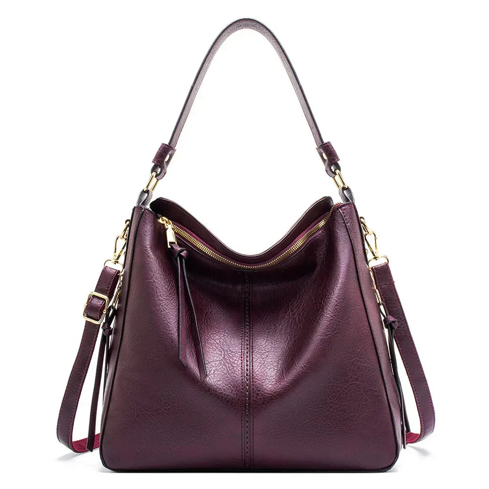 Women's Vegan Leather Tote Bag for Work in Purple
