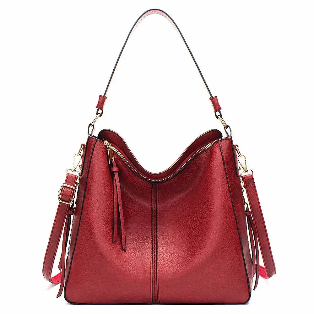 Women's Vegan Leather Tote Bag for Work in Red