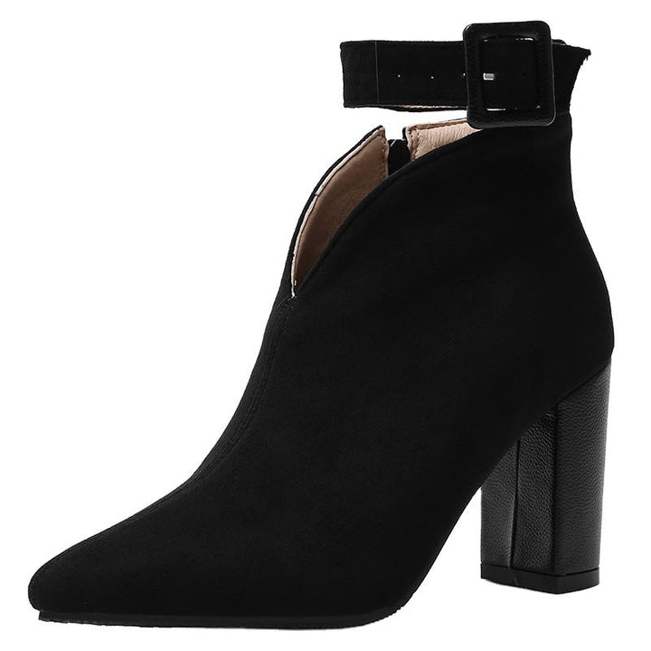 Women's Velvet Ankle Boots for Fall Fashion in Black