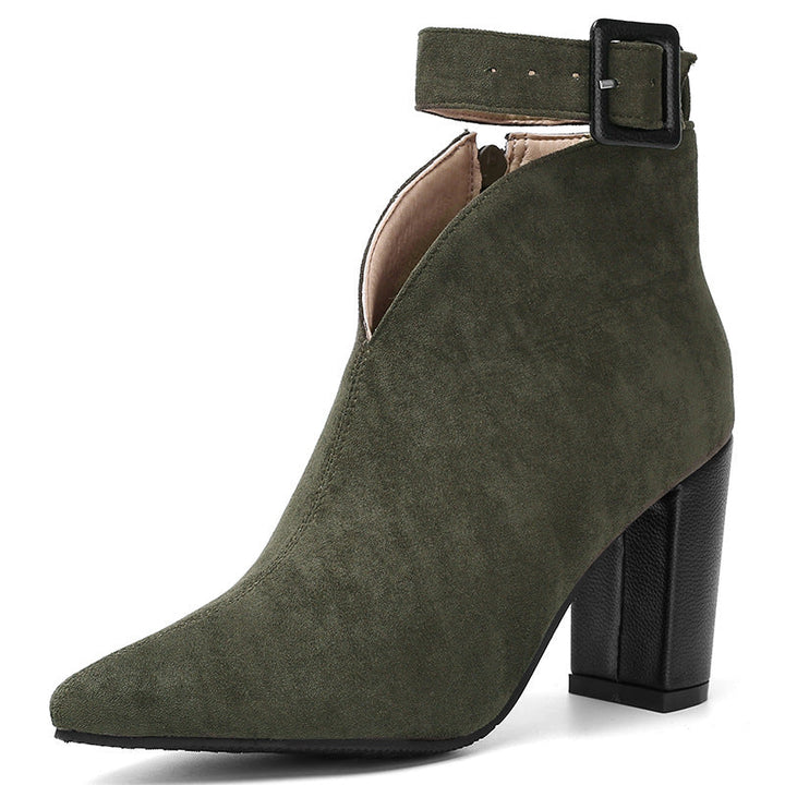 Women's Velvet Ankle Boots for Fall Fashion in Green