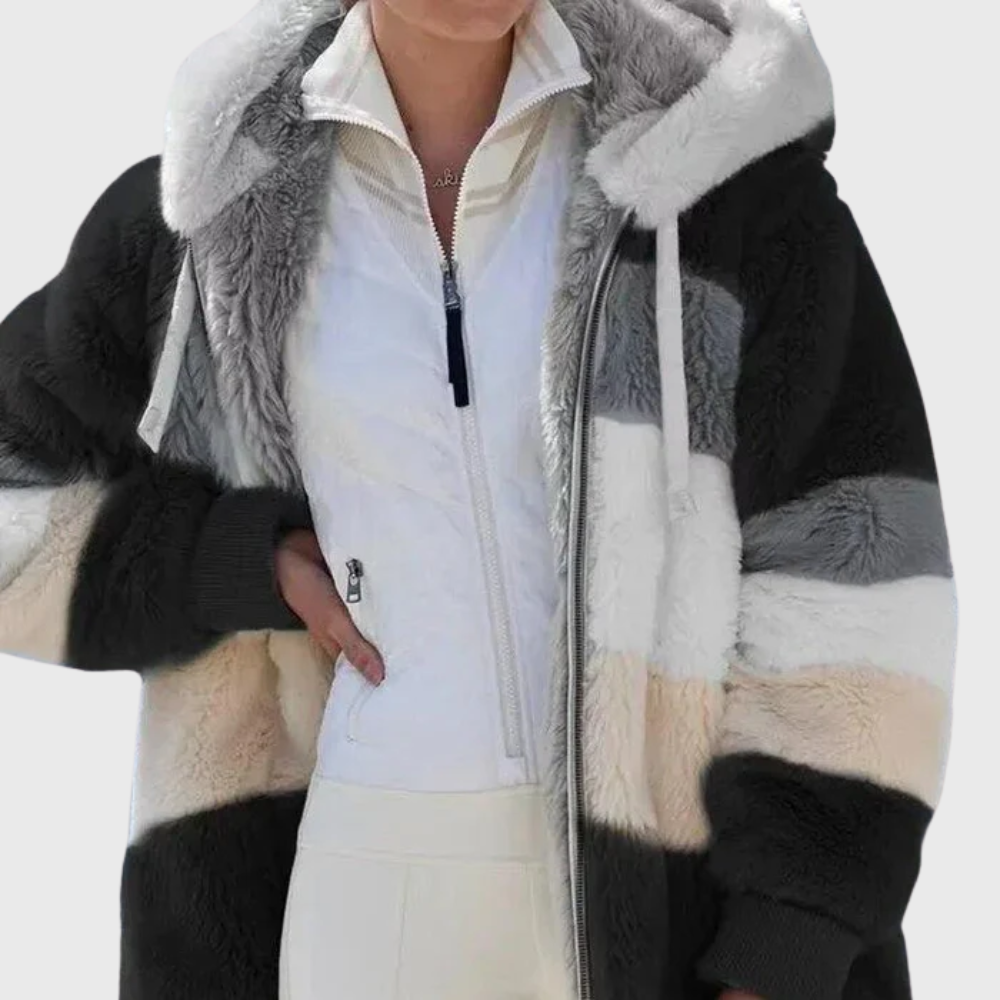 Women's Versatile Striped Puffer Jackets for Fall in Black Stripes
