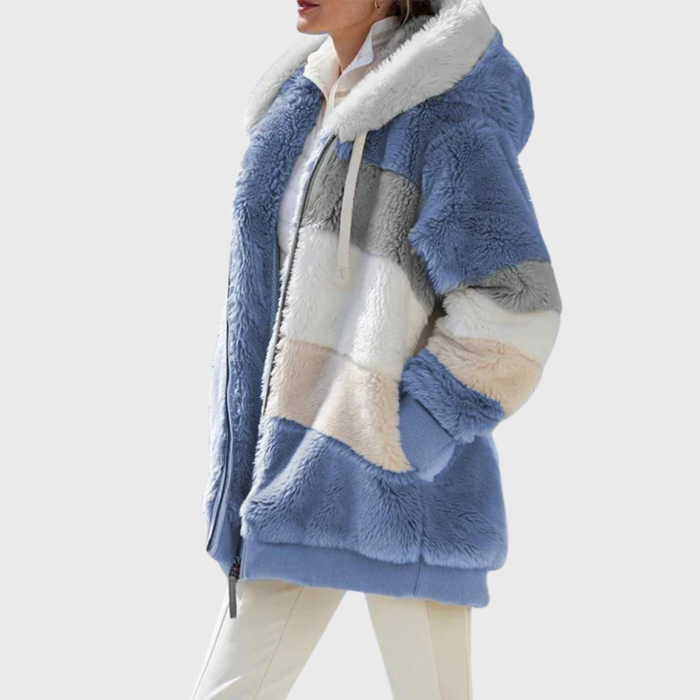 Women's Versatile Striped Puffer Jackets for Fall in Blue Stripes