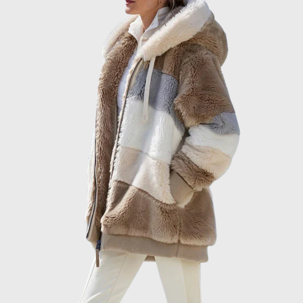 Women's Versatile Striped Puffer Jackets for Fall in Brown Stripes