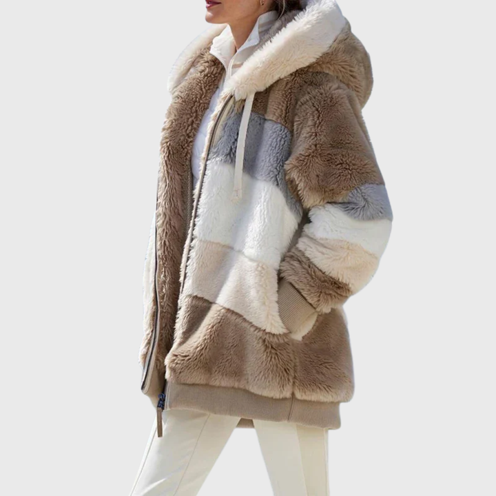 Women's Versatile Striped Puffer Jackets for Fall in Brown Stripes