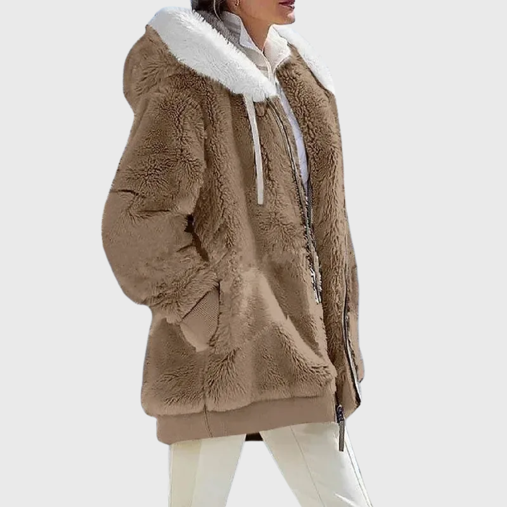 Women's Versatile Striped Puffer Jackets for Fall in Brown