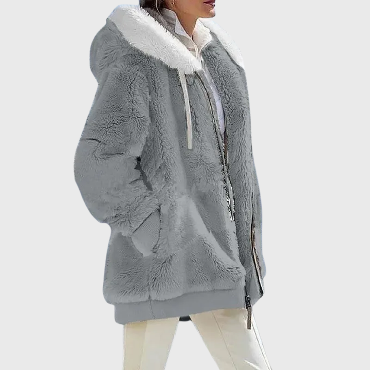Women's Versatile Striped Puffer Jackets for Fall in Grey