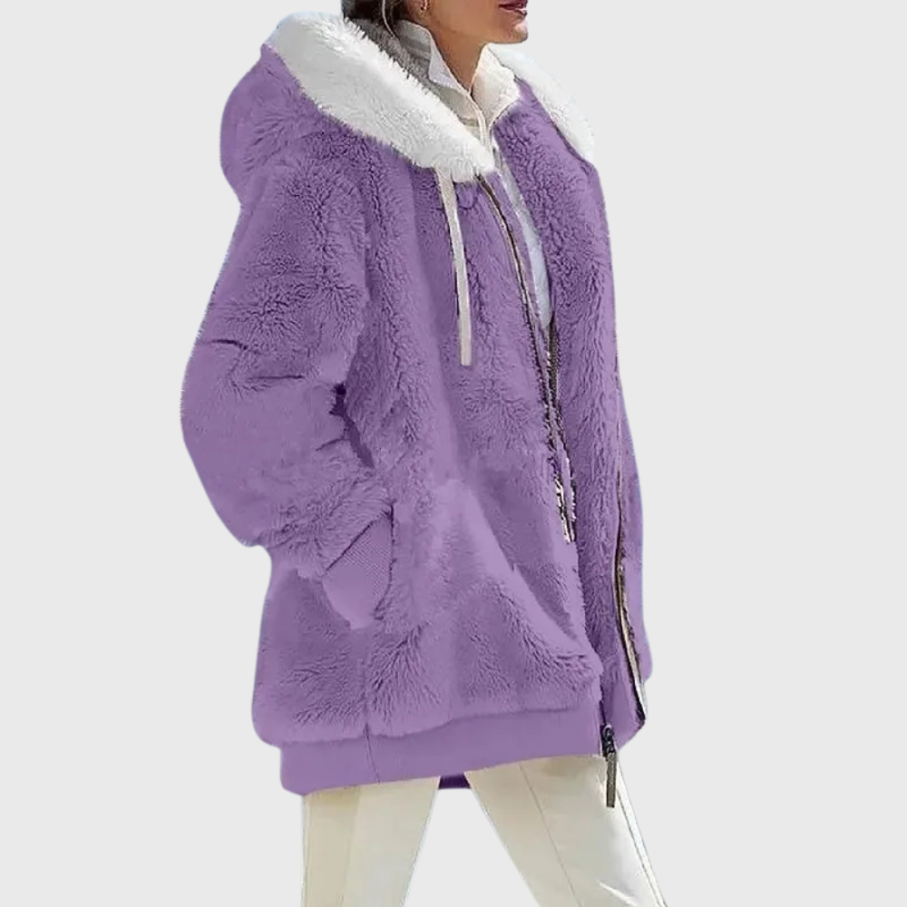 Women's Versatile Striped Puffer Jackets for Fall in Purple