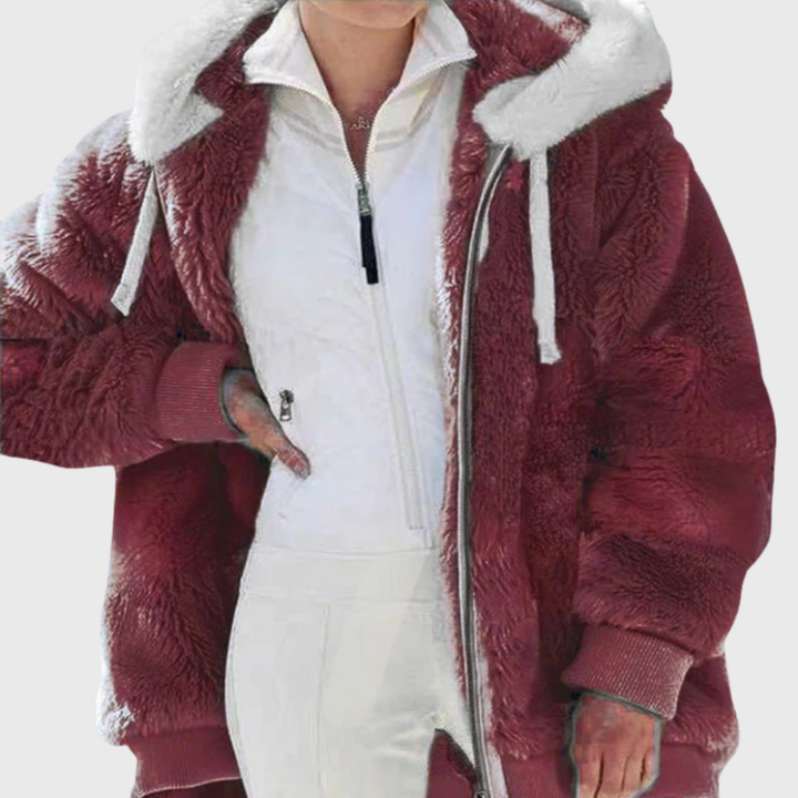 Women's Versatile Striped Puffer Jackets for Fall in Red