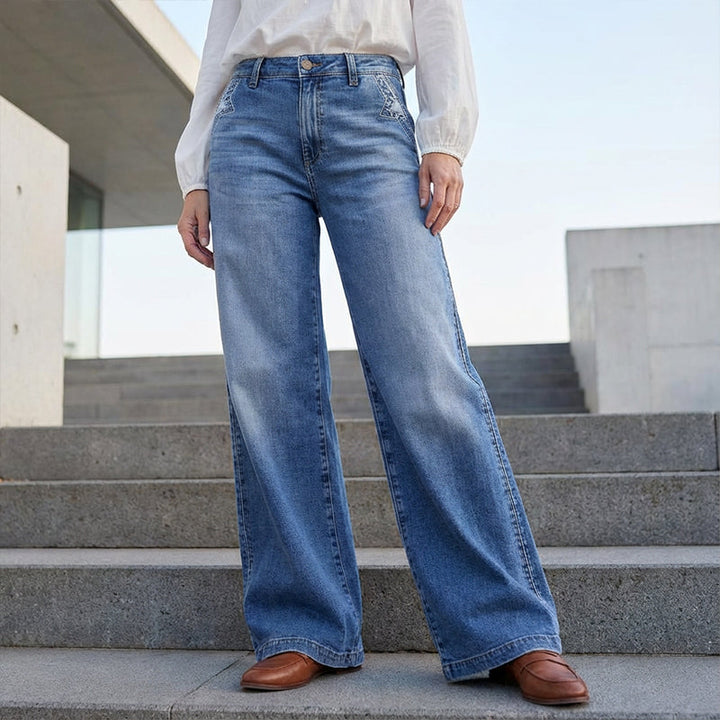 Women's Vintage High-Waist Wide Leg Jeans in Blue