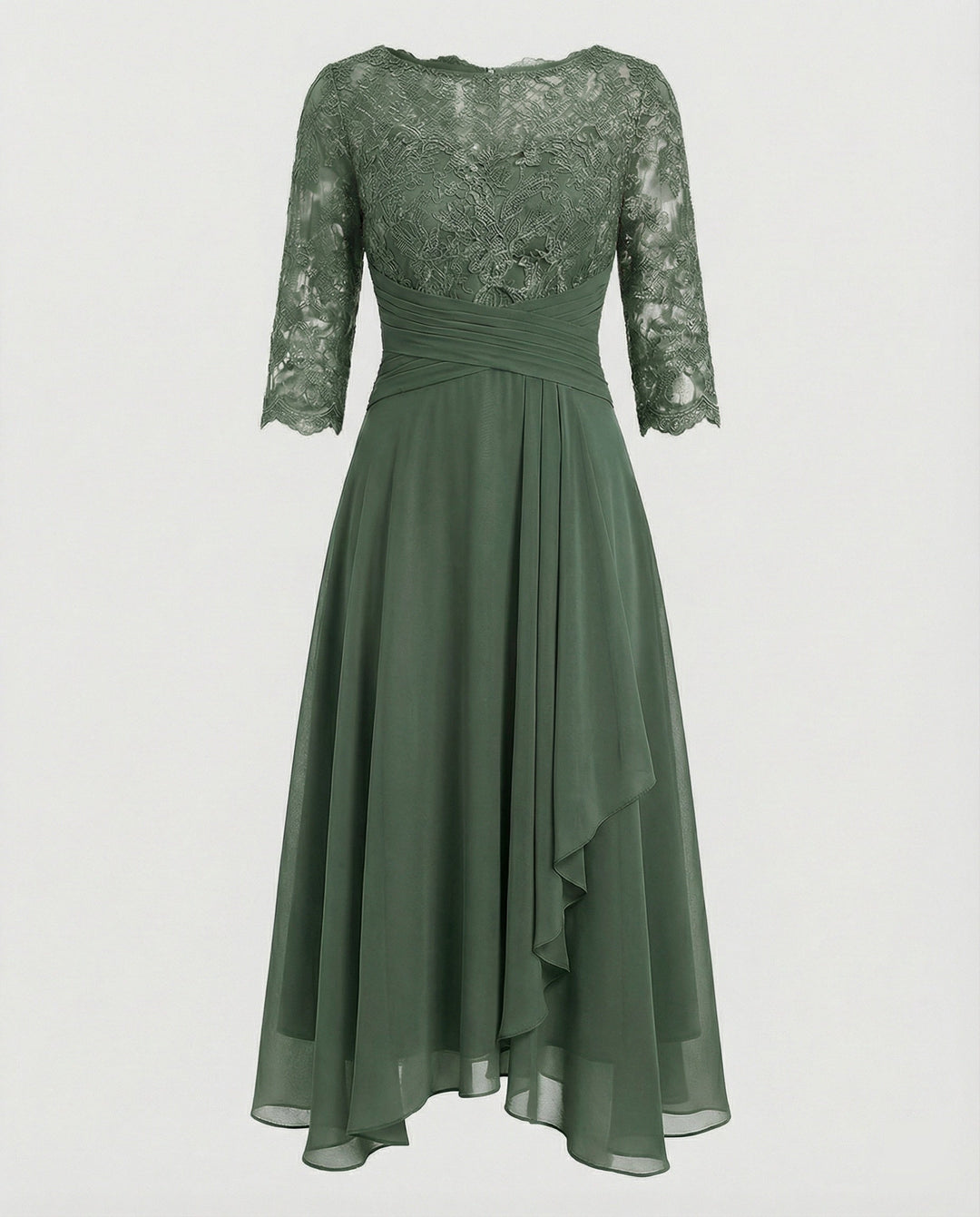 Women's Viscose Fall Wedding Guest Dress in Green