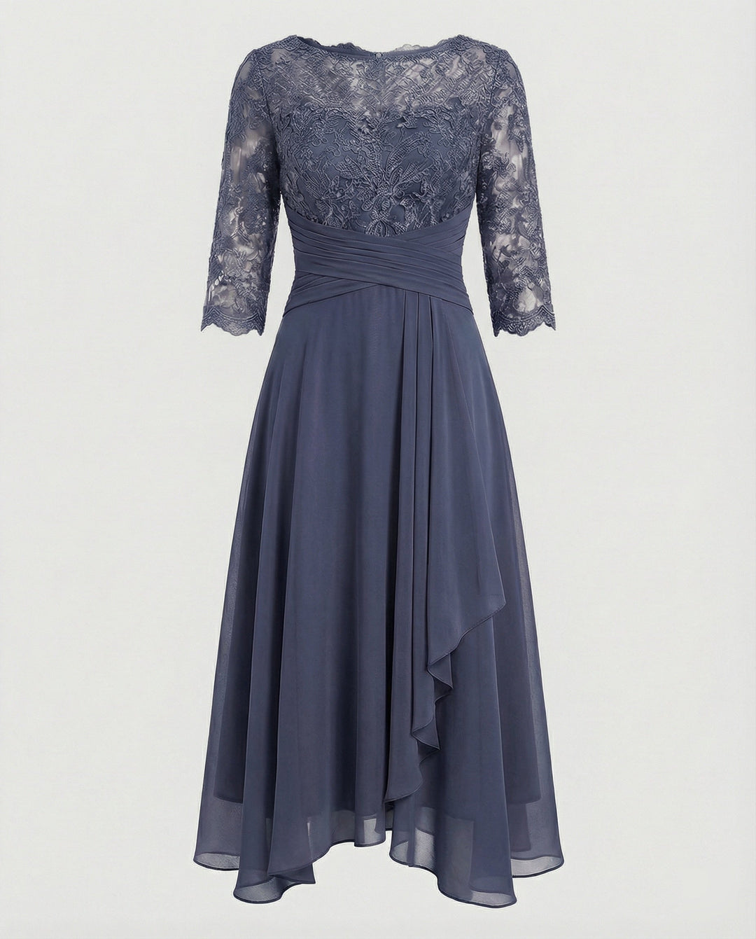 Women's Viscose Fall Wedding Guest Dress in Grey
