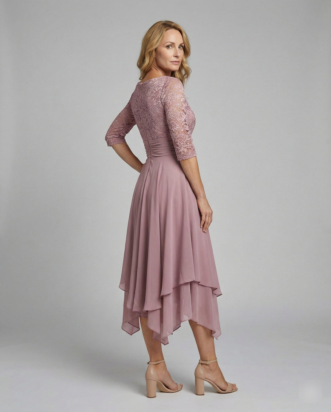 Women's Viscose Fall Wedding Guest Dress in Pink