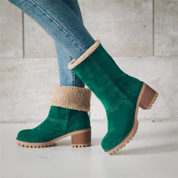 Women's Warm Brown Fall Boots in Green