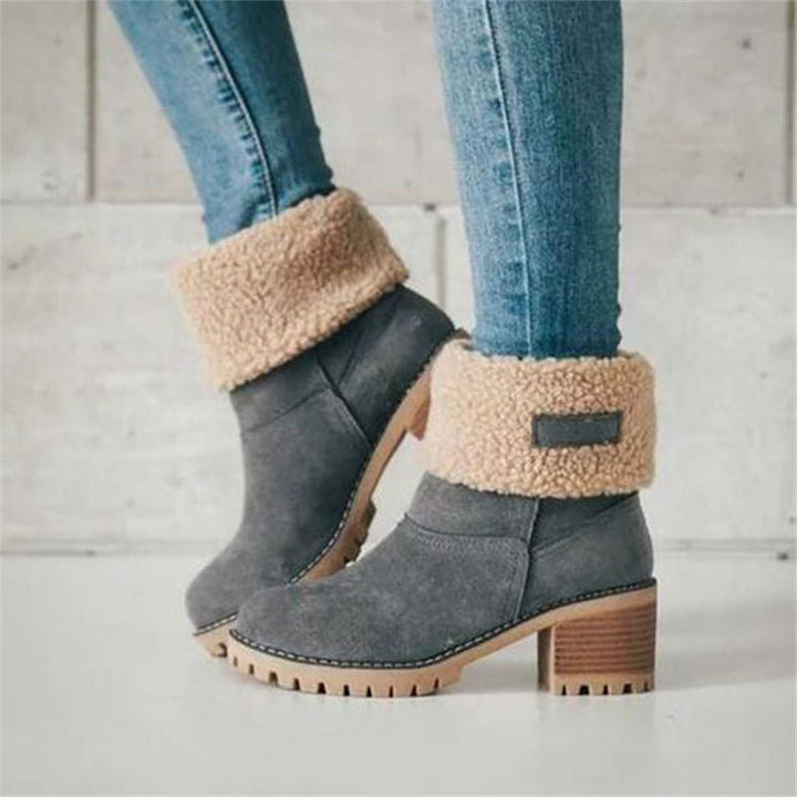 Women's Warm Brown Fall Boots in Grey